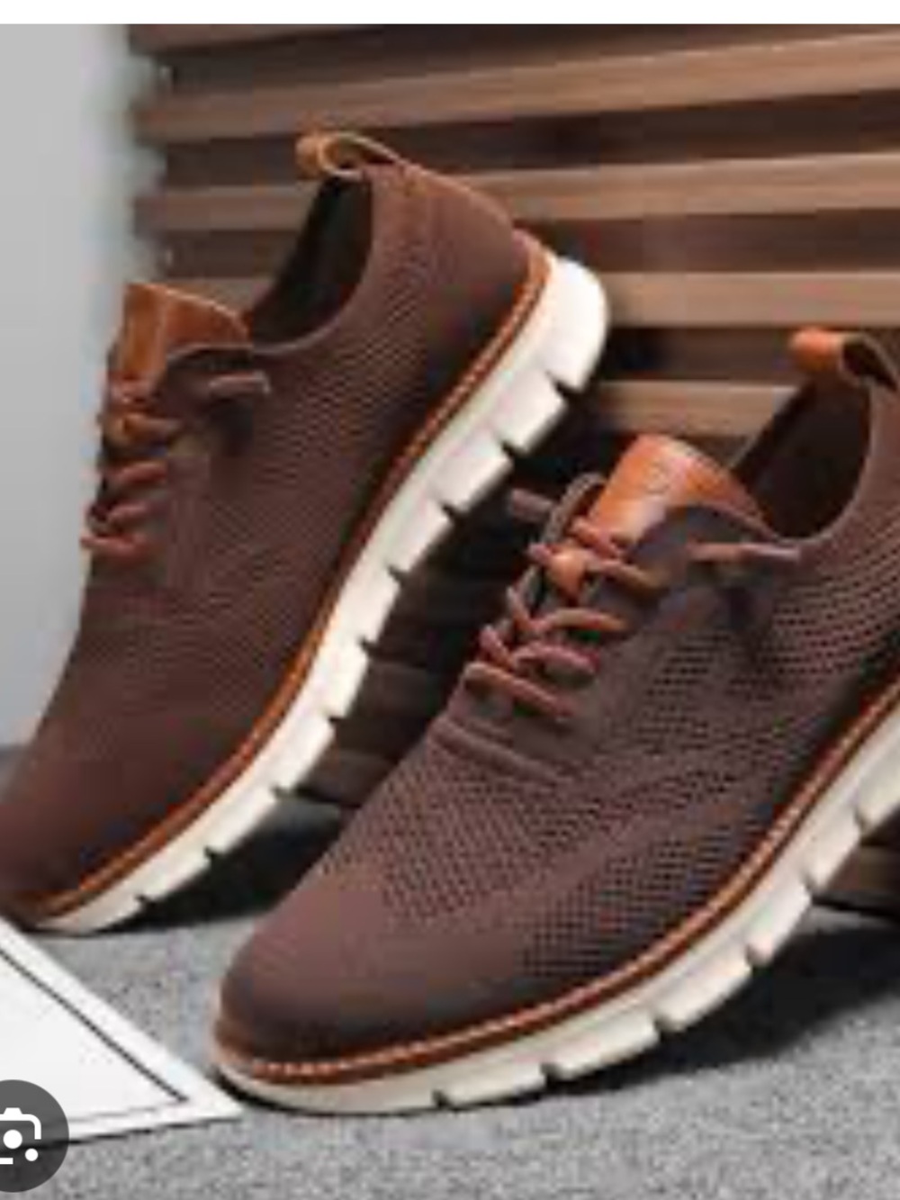 Breeze Leisure Maroon Knit Lace-Up Sneakers with White Sole and Tan Accents NWOT